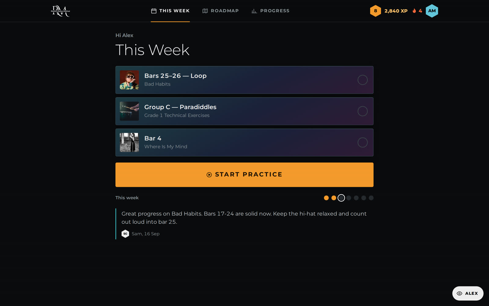This Week screen